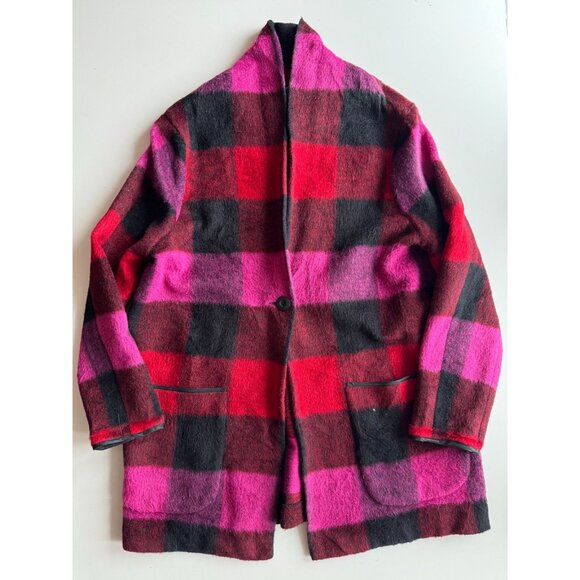 PARKHURST Outdoor Edition Briar Check Acrylic Blend Cocoon Jacket Coat, Size M - Picture 6 of 13